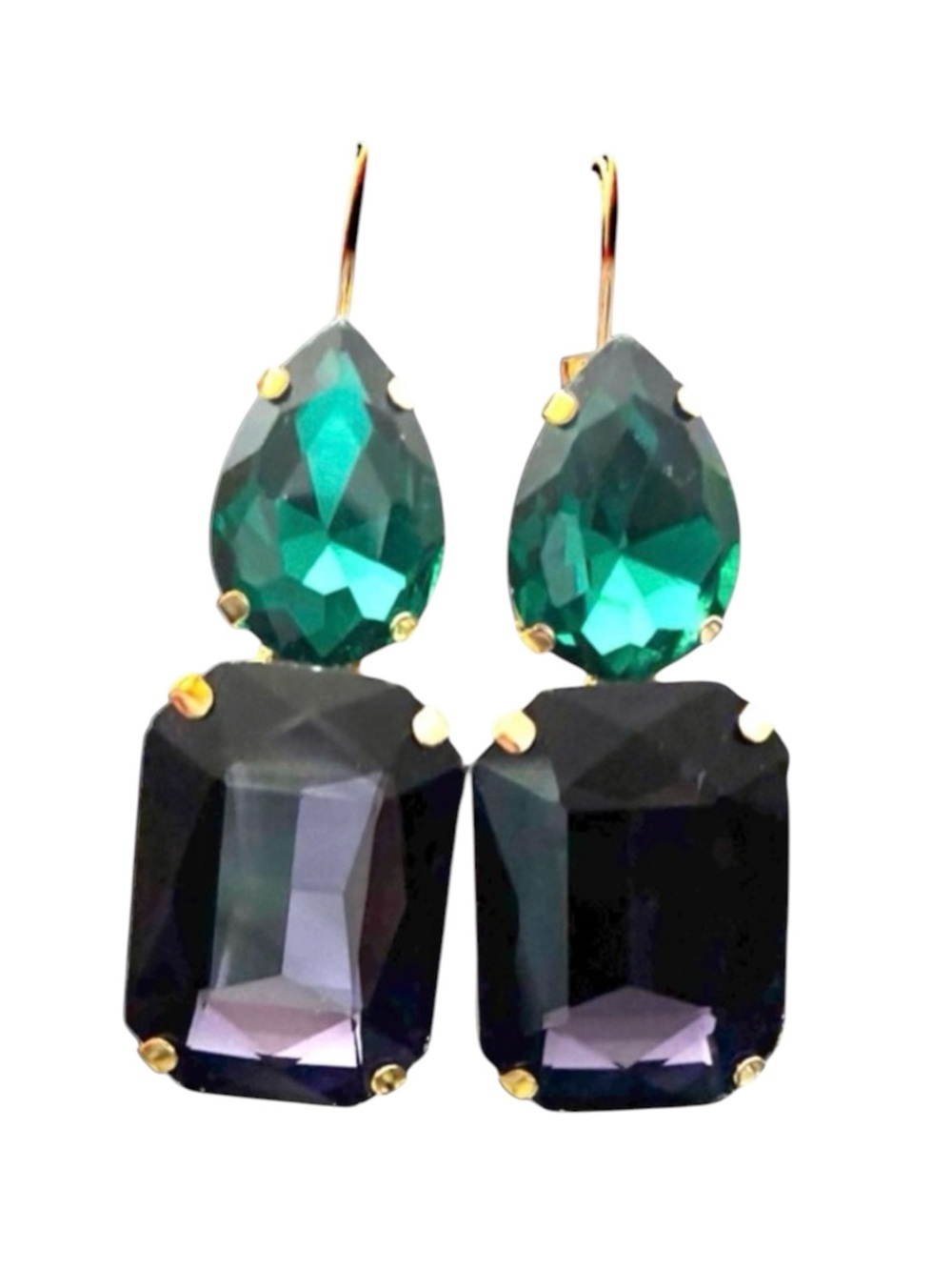Green & Purple Lever Back Earrings